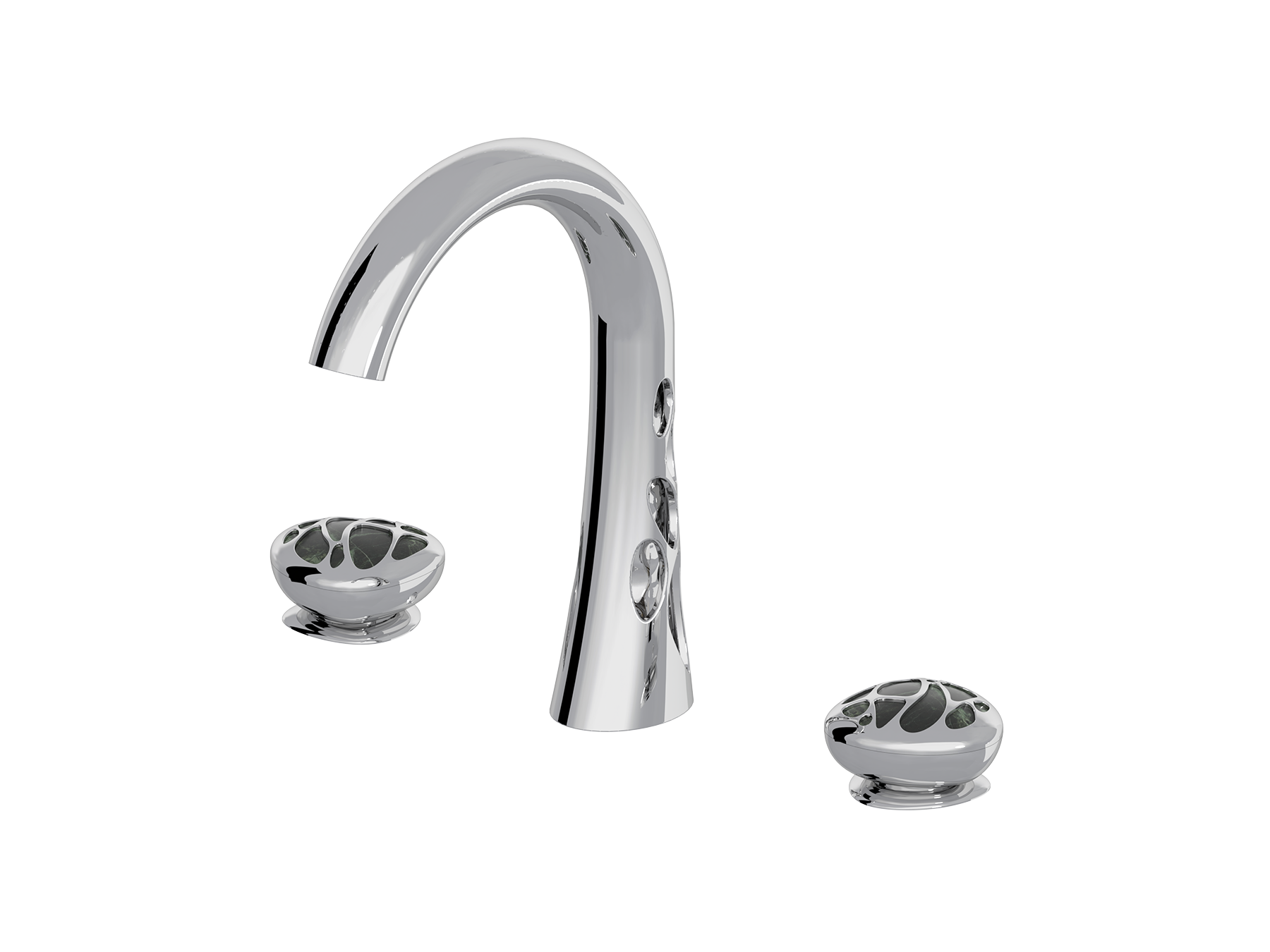 Wastafelmengkraan, holle uitloop met gehamerde buis